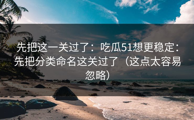 先把这一关过了：吃瓜51想更稳定：先把分类命名这关过了（这点太容易忽略）