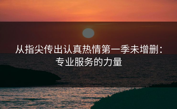 从指尖传出认真热情第一季未增删:专业服务的力量 从指尖传出认真热情第一季未增删:专业服务的力量