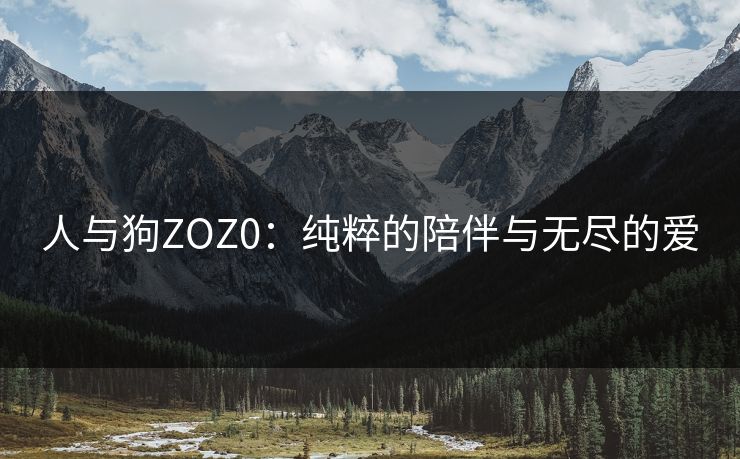 人与狗ZOZ0：纯粹的陪伴与无尽的爱
