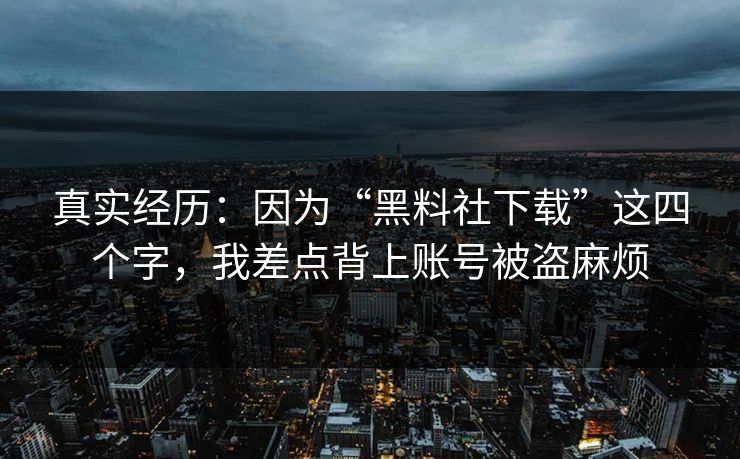 真实经历:因为“黑料社下载”这四个字,我差点背上账号被盗麻烦 真实经历:因为“黑料社下载”这四个字,我差点背上账号被盗麻烦